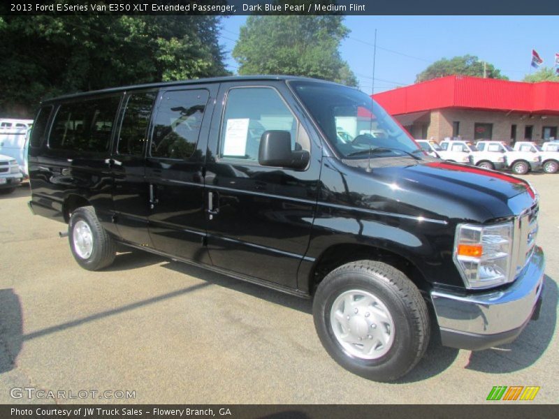 Dark Blue Pearl / Medium Flint 2013 Ford E Series Van E350 XLT Extended Passenger