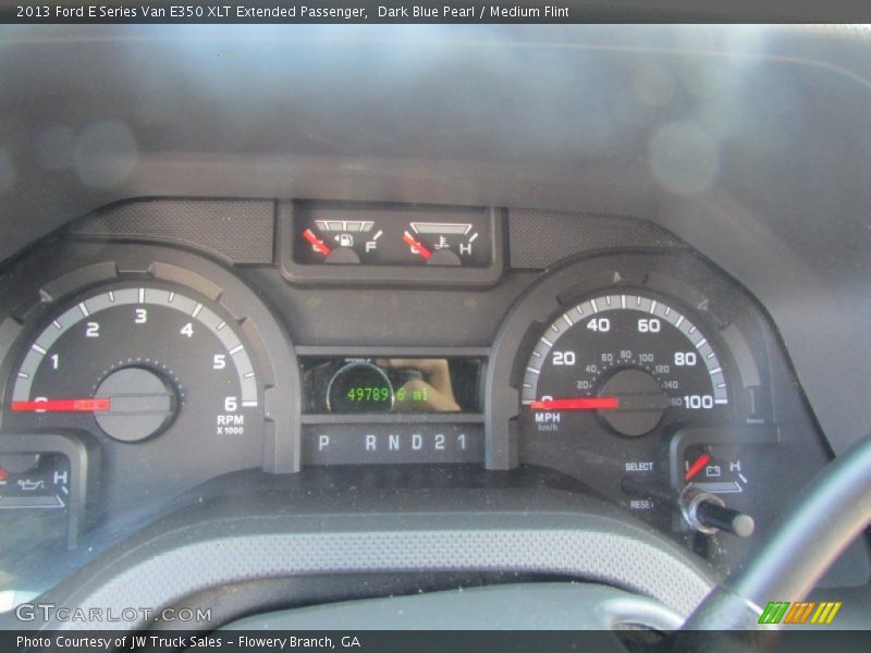 Dark Blue Pearl / Medium Flint 2013 Ford E Series Van E350 XLT Extended Passenger
