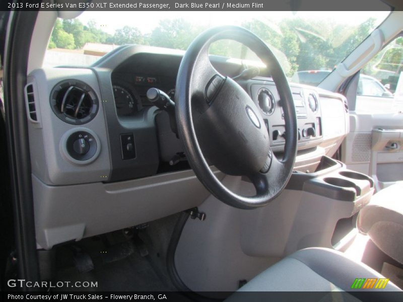 Dark Blue Pearl / Medium Flint 2013 Ford E Series Van E350 XLT Extended Passenger