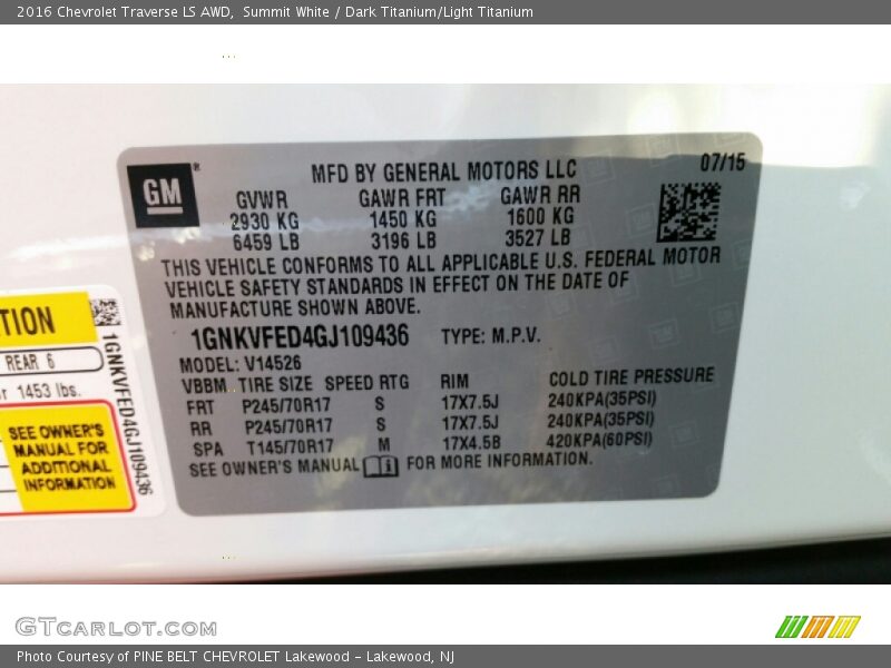 Summit White / Dark Titanium/Light Titanium 2016 Chevrolet Traverse LS AWD