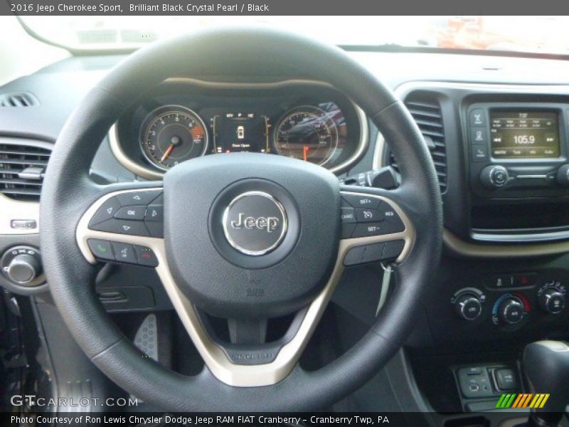 Brilliant Black Crystal Pearl / Black 2016 Jeep Cherokee Sport