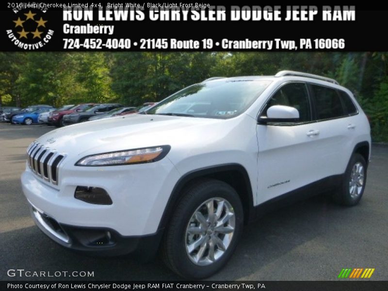 Bright White / Black/Light Frost Beige 2016 Jeep Cherokee Limited 4x4