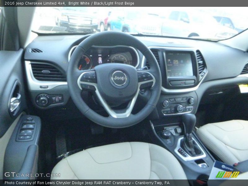 Bright White / Black/Light Frost Beige 2016 Jeep Cherokee Limited 4x4