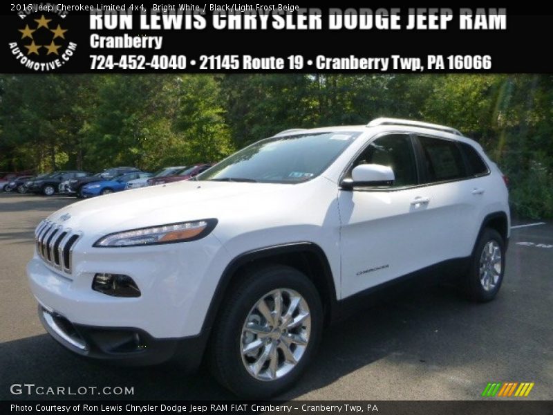 Bright White / Black/Light Frost Beige 2016 Jeep Cherokee Limited 4x4