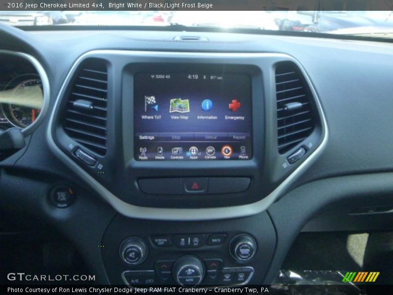 Bright White / Black/Light Frost Beige 2016 Jeep Cherokee Limited 4x4