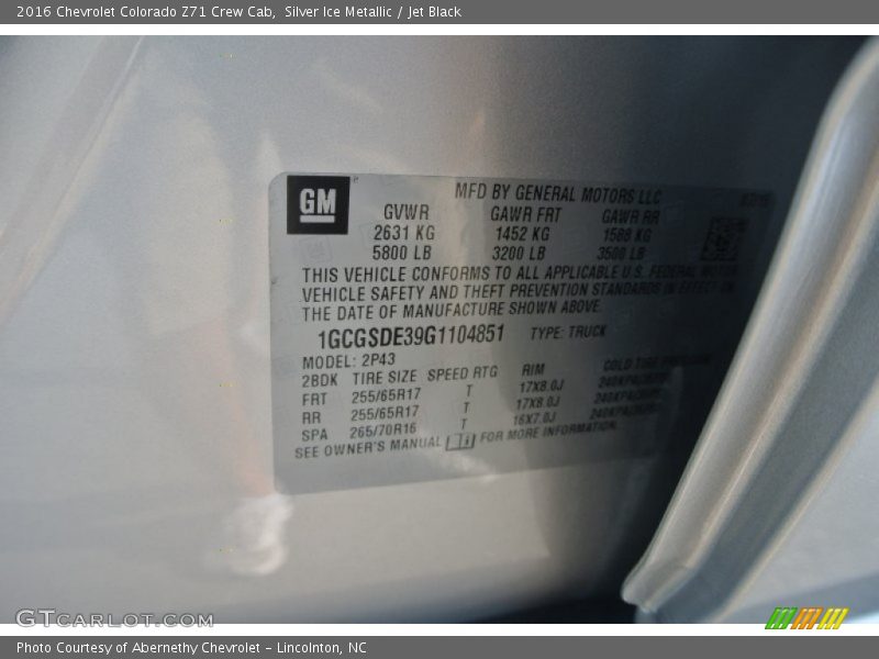 Silver Ice Metallic / Jet Black 2016 Chevrolet Colorado Z71 Crew Cab