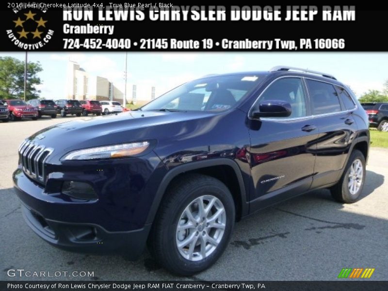 True Blue Pearl / Black 2016 Jeep Cherokee Latitude 4x4