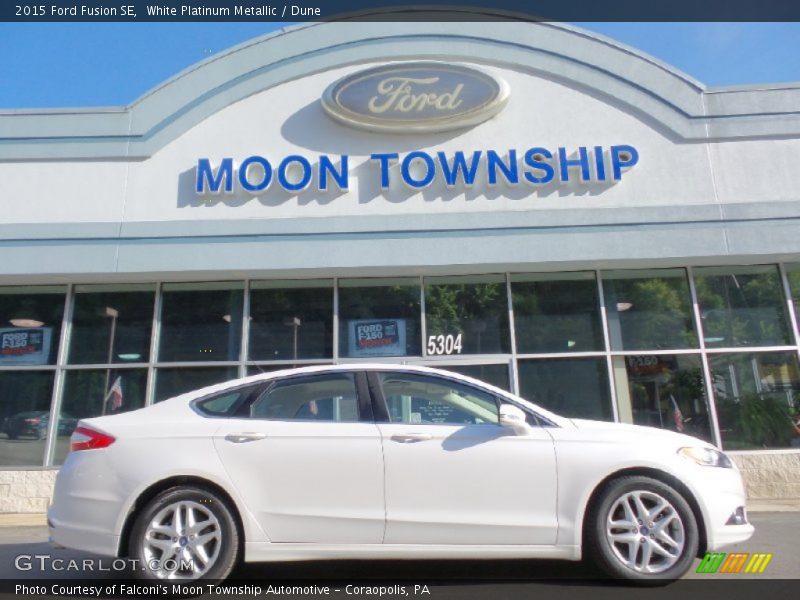 White Platinum Metallic / Dune 2015 Ford Fusion SE