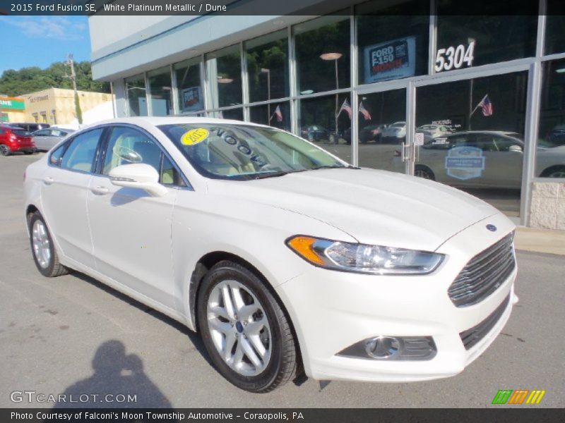 White Platinum Metallic / Dune 2015 Ford Fusion SE