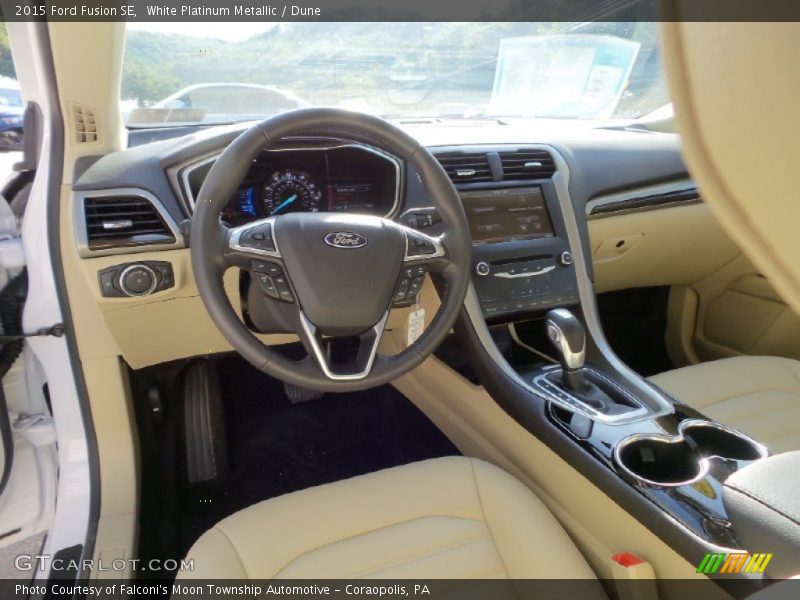 White Platinum Metallic / Dune 2015 Ford Fusion SE