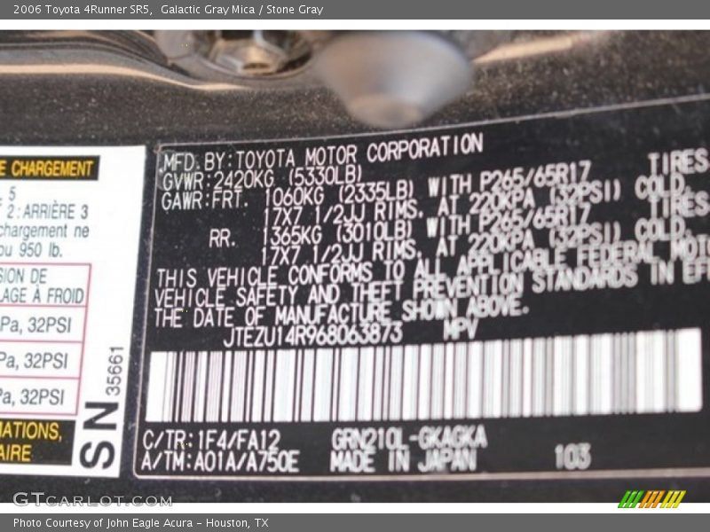 Galactic Gray Mica / Stone Gray 2006 Toyota 4Runner SR5