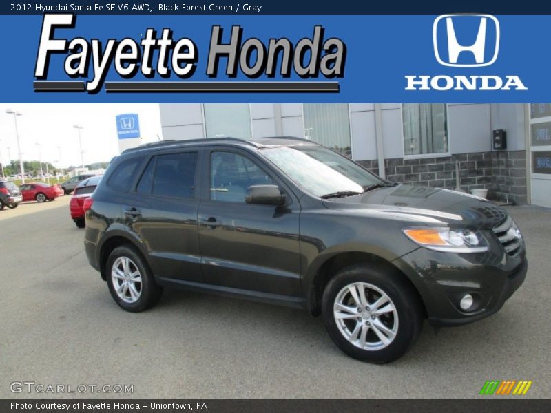 Black Forest Green / Gray 2012 Hyundai Santa Fe SE V6 AWD