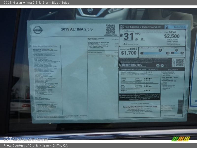 Storm Blue / Beige 2015 Nissan Altima 2.5 S
