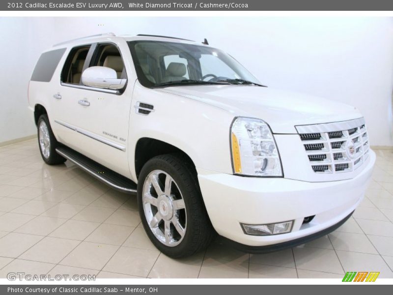 White Diamond Tricoat / Cashmere/Cocoa 2012 Cadillac Escalade ESV Luxury AWD