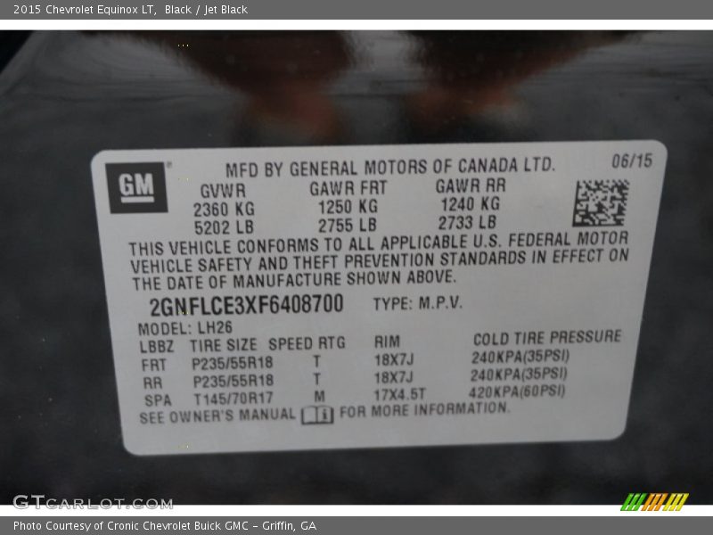 Black / Jet Black 2015 Chevrolet Equinox LT