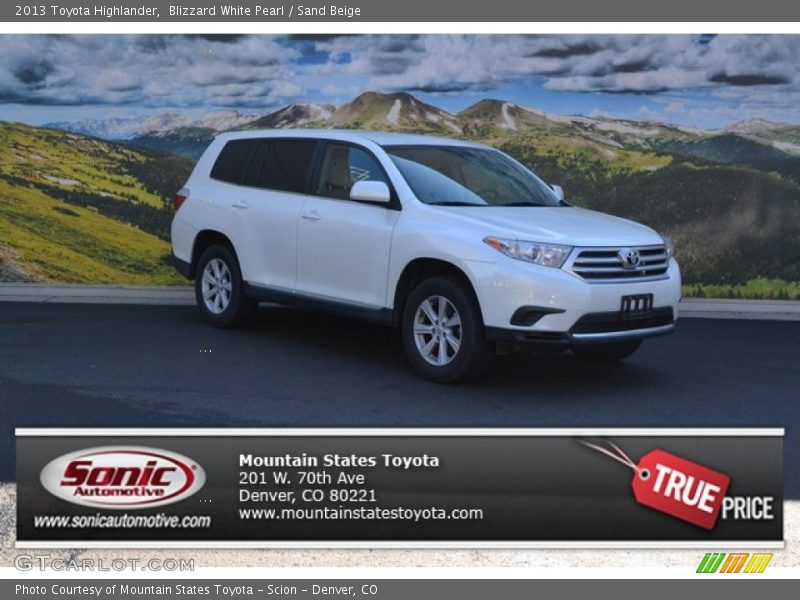 Blizzard White Pearl / Sand Beige 2013 Toyota Highlander