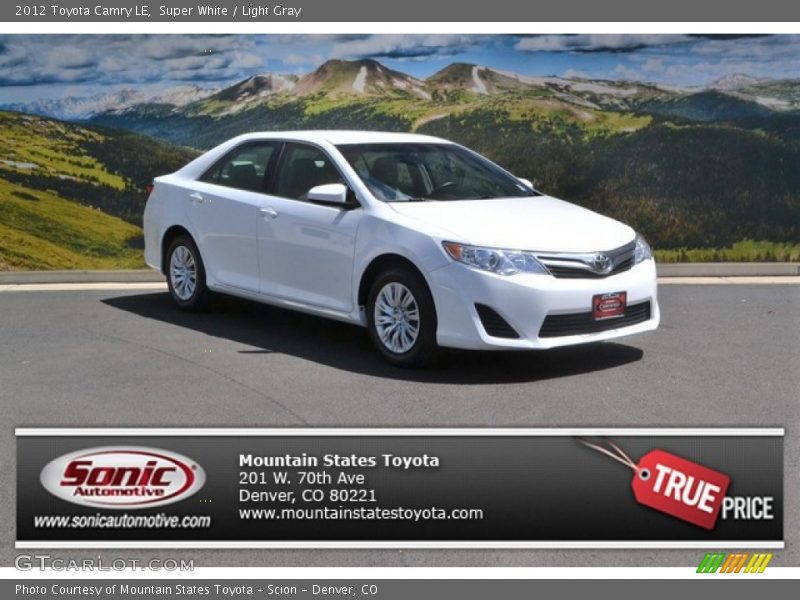 Super White / Light Gray 2012 Toyota Camry LE