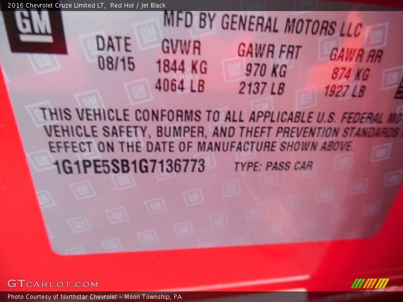 Red Hot / Jet Black 2016 Chevrolet Cruze Limited LT