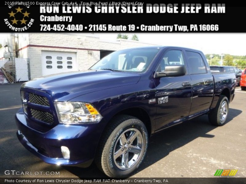 True Blue Pearl / Black/Diesel Gray 2015 Ram 1500 Express Crew Cab 4x4
