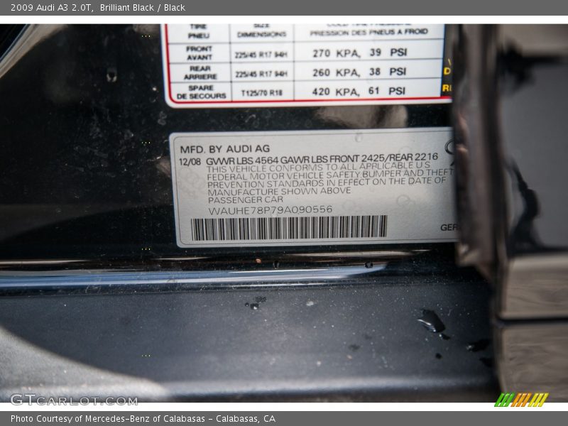 Brilliant Black / Black 2009 Audi A3 2.0T