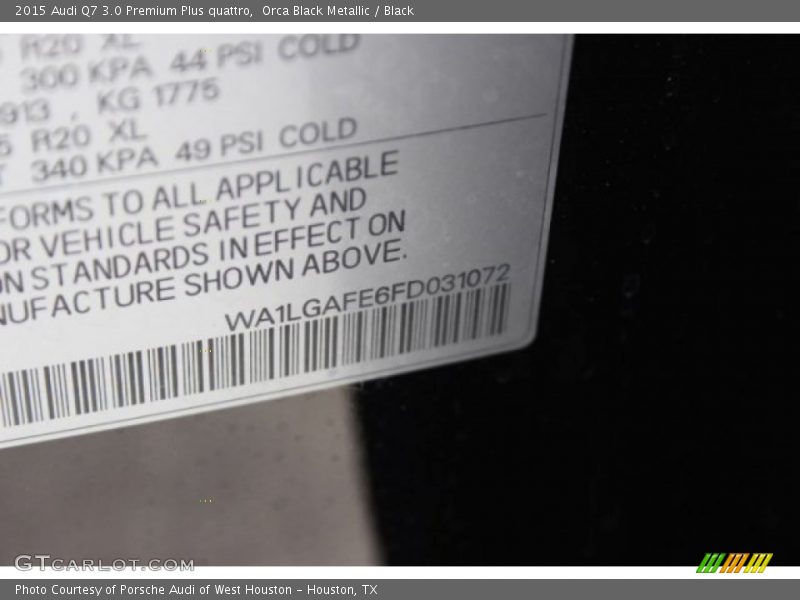 Orca Black Metallic / Black 2015 Audi Q7 3.0 Premium Plus quattro