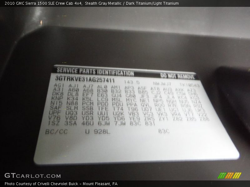 Stealth Gray Metallic / Dark Titanium/Light Titanium 2010 GMC Sierra 1500 SLE Crew Cab 4x4