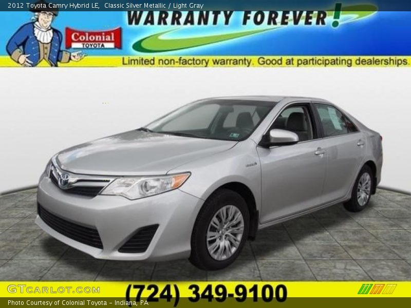 Classic Silver Metallic / Light Gray 2012 Toyota Camry Hybrid LE