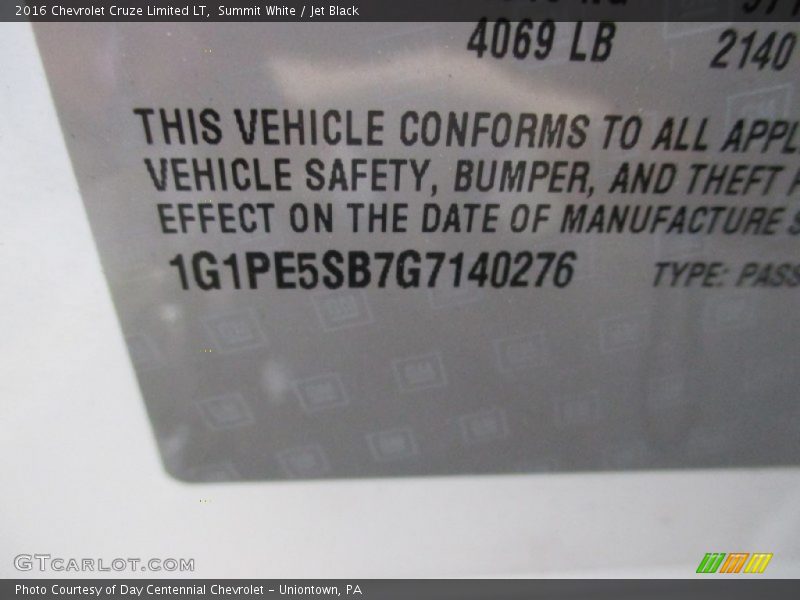 Summit White / Jet Black 2016 Chevrolet Cruze Limited LT