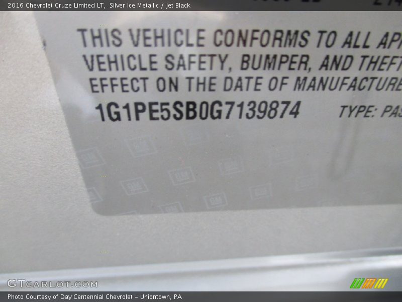 Silver Ice Metallic / Jet Black 2016 Chevrolet Cruze Limited LT