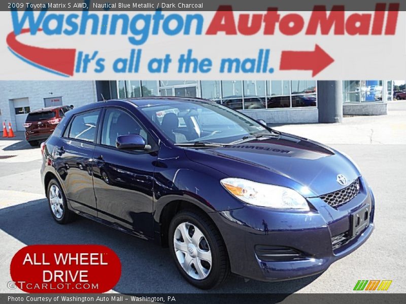 Nautical Blue Metallic / Dark Charcoal 2009 Toyota Matrix S AWD
