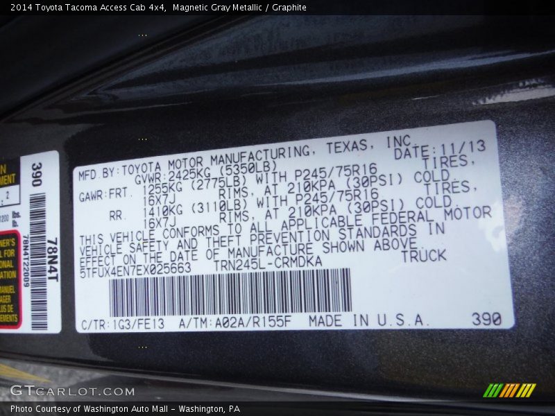 Magnetic Gray Metallic / Graphite 2014 Toyota Tacoma Access Cab 4x4
