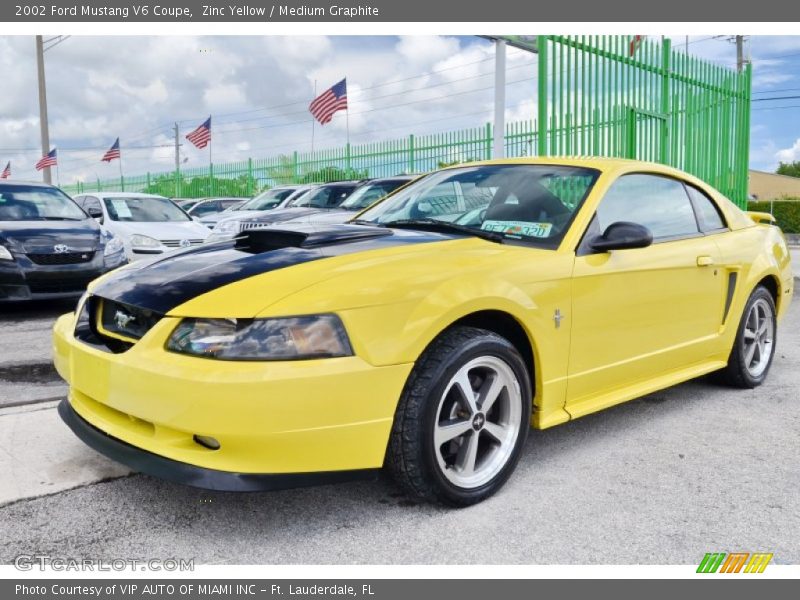 Zinc Yellow / Medium Graphite 2002 Ford Mustang V6 Coupe