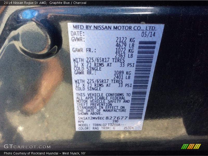 Graphite Blue / Charcoal 2014 Nissan Rogue SV AWD