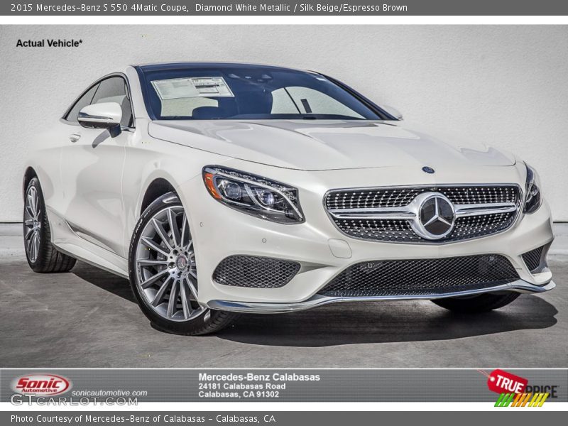 Diamond White Metallic / Silk Beige/Espresso Brown 2015 Mercedes-Benz S 550 4Matic Coupe
