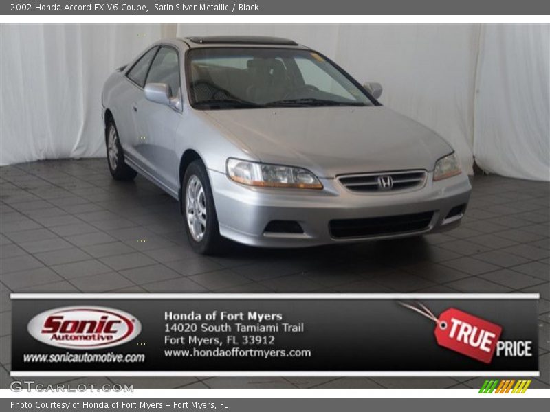 Satin Silver Metallic / Black 2002 Honda Accord EX V6 Coupe