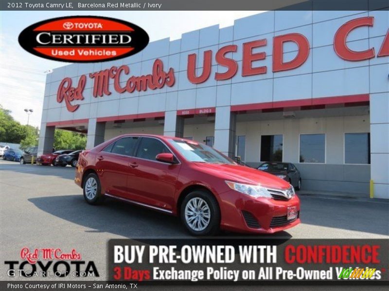 Barcelona Red Metallic / Ivory 2012 Toyota Camry LE