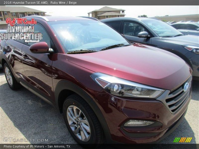 Ruby Wine / Beige 2016 Hyundai Tucson SE AWD