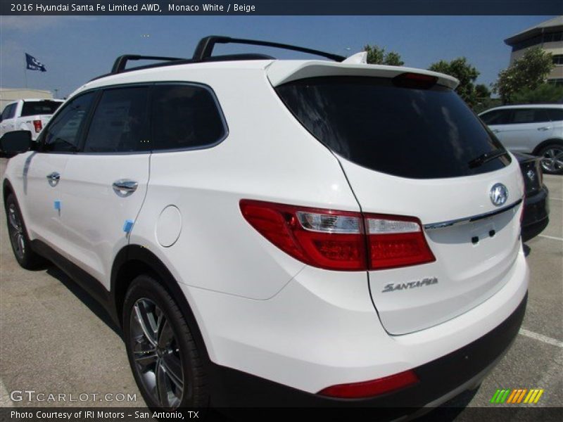 Monaco White / Beige 2016 Hyundai Santa Fe Limited AWD