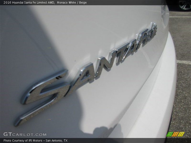 Monaco White / Beige 2016 Hyundai Santa Fe Limited AWD