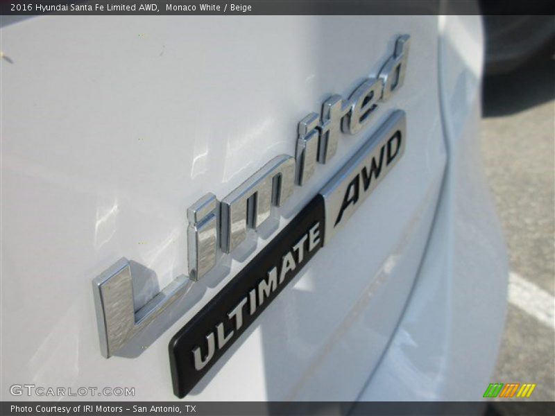 Monaco White / Beige 2016 Hyundai Santa Fe Limited AWD
