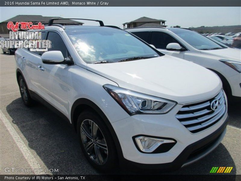 Monaco White / Gray 2016 Hyundai Santa Fe Limited AWD