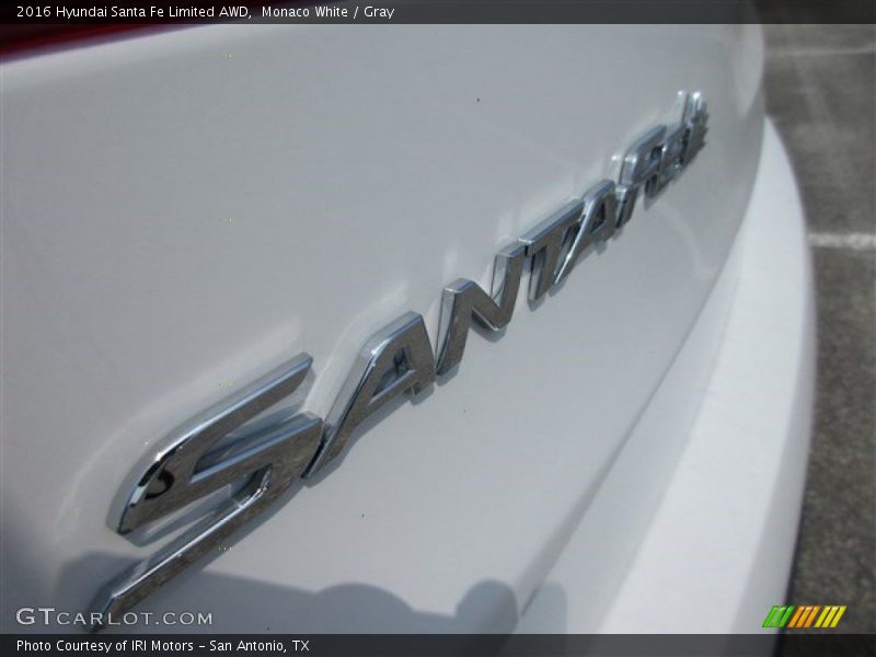 Monaco White / Gray 2016 Hyundai Santa Fe Limited AWD
