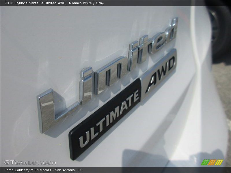 Monaco White / Gray 2016 Hyundai Santa Fe Limited AWD
