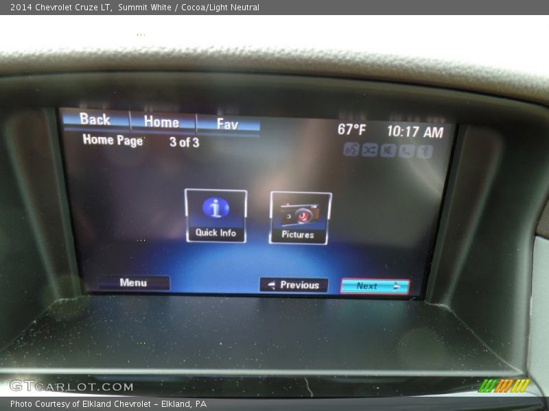 Summit White / Cocoa/Light Neutral 2014 Chevrolet Cruze LT