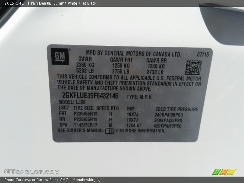 Summit White / Jet Black 2015 GMC Terrain Denali