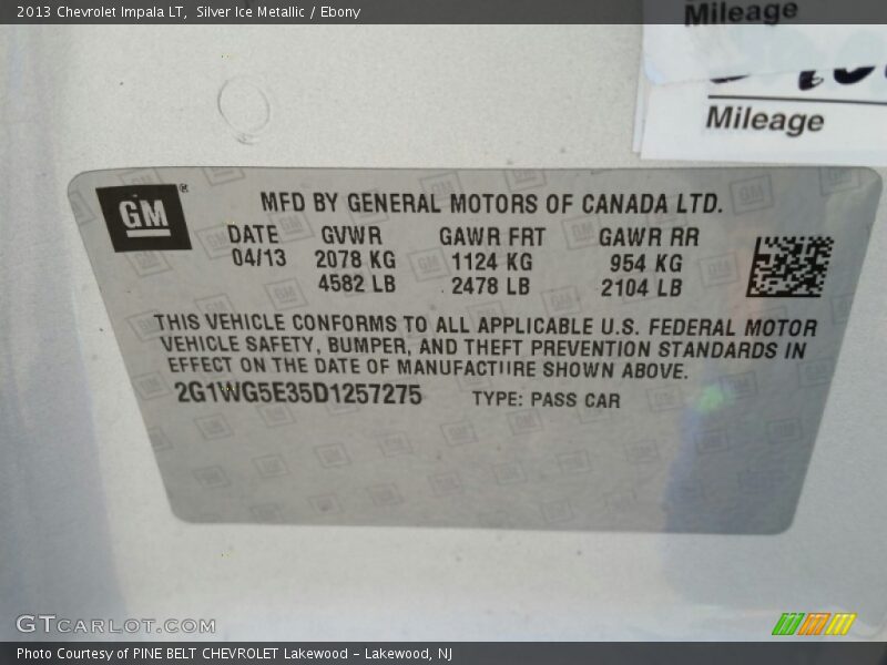 Silver Ice Metallic / Ebony 2013 Chevrolet Impala LT