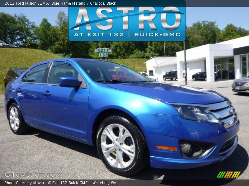 Blue Flame Metallic / Charcoal Black 2012 Ford Fusion SE V6
