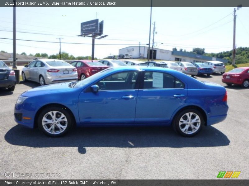 Blue Flame Metallic / Charcoal Black 2012 Ford Fusion SE V6