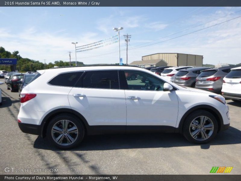 Monaco White / Gray 2016 Hyundai Santa Fe SE AWD