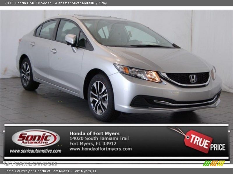Alabaster Silver Metallic / Gray 2015 Honda Civic EX Sedan